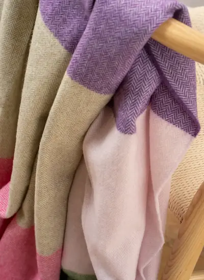 Pink & Green Large Lambswool Throw
